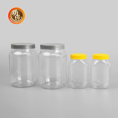 Tarro de galletas plástico vacío del ANIMAL DOMÉSTICO de la categoría alimenticia de la botella del atasco de la boca ancha
