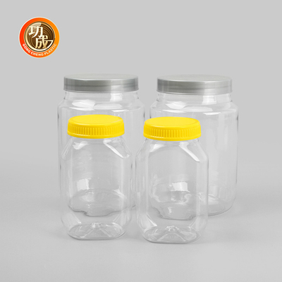 Tarro de galletas plástico vacío del ANIMAL DOMÉSTICO de la categoría alimenticia de la botella del atasco de la boca ancha
