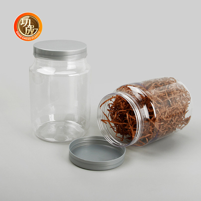 Tarro de galletas plástico vacío del ANIMAL DOMÉSTICO de la categoría alimenticia de la botella del atasco de la boca ancha