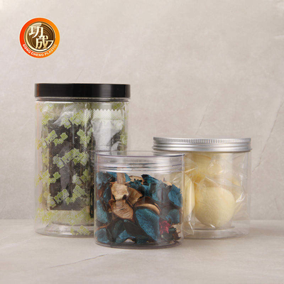 Envases de encargo del caramelo del plástico transparente del ANIMAL DOMÉSTICO con la tapa de aluminio reciclable