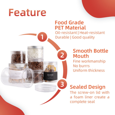 Envases de encargo del caramelo del plástico transparente del ANIMAL DOMÉSTICO con la tapa de aluminio reciclable