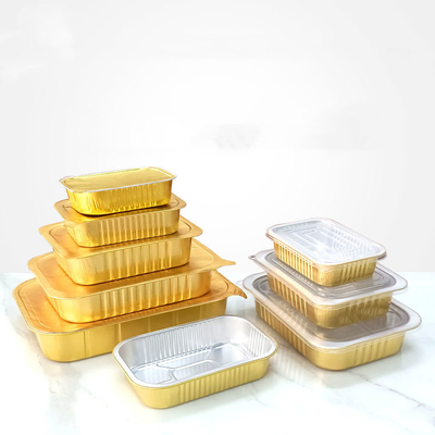 Envase de aluminio espesado rectangular disponible de Tray Barbecue Aluminum Foil Food del almuerzo