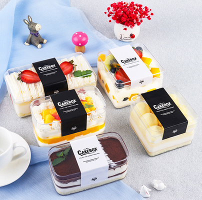 Caja de embalaje del Tiramisu del ANIMAL DOMÉSTICO de la magdalena plástica del postre con la tapa