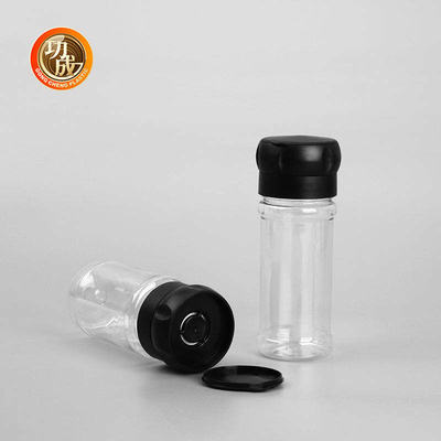 La cocina de aderezo plástica de la botella del ANIMAL DOMÉSTICO transparente utiliza los tarros de la especia 100ml