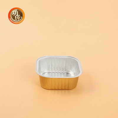 Logotipo personalizado de papel de aluminio de plata / oro caja de almuerzo de forma rectangular paquete de alimentos personalizados