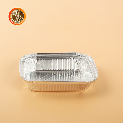 Logotipo personalizado Plata / Oro Aluminio de papel de aluminio Caja de almuerzo de forma rectangular Paquete de alimentos personalizado